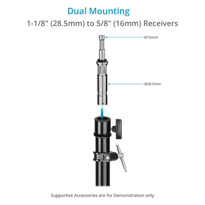 Proaim Junior to Baby Pin Adapter [Junior 1-1/8'' (28.5mm) to Baby Stud 5/8" (16mm)] | For Light & Grip Accessories