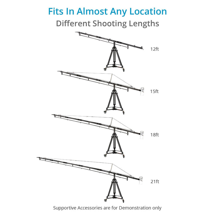 Proaim Alphabet 21ft Camera Jib Crane Package with Tripod, Dolly & Pan/Tilt Head